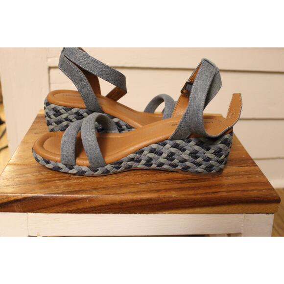 Women's Lucky Brand Sandal Strappy Wedge Blue - Picture 4 of 6